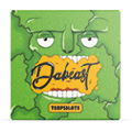 A green cartoon face with droopy eyes and a large nose is surrounded by green leafy shapes with the word "Dabeast" in stylized black script on an orange background over its mouth and the word "TERPSOLATE" below.

Description generated by AI